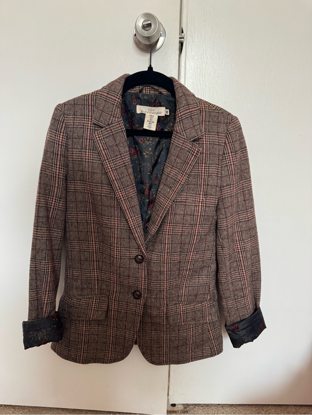 H&M Brown Plaid Tailored Blazer Jacket